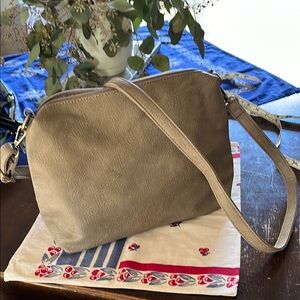 Joy Susan Tan Crossbody Bag with Soft Material and Zipper Closure